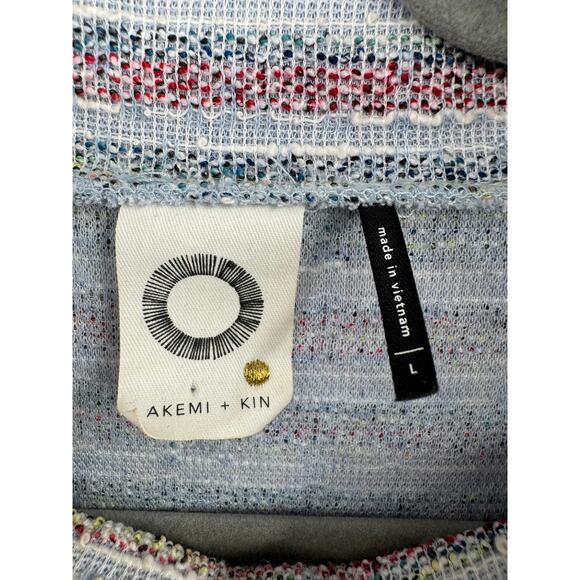 Akemi + Kin Anthropologie Sleeveless Knit Dress Womens L Blue Striped Turtleneck - Picture 6 of 10